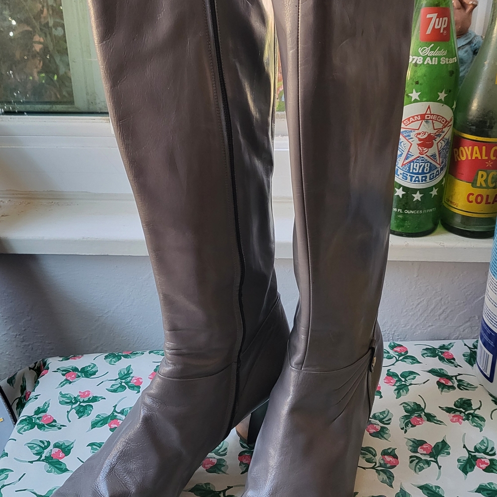 Salvatore Ferragamo Gray Over the Knee Boots